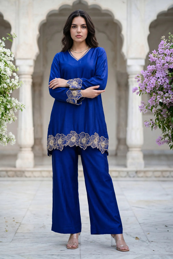 Royal Amethyst Russian Silk Suit Set