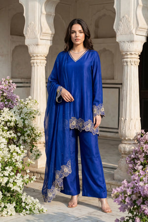 Royal Amethyst Russian Silk Suit Set