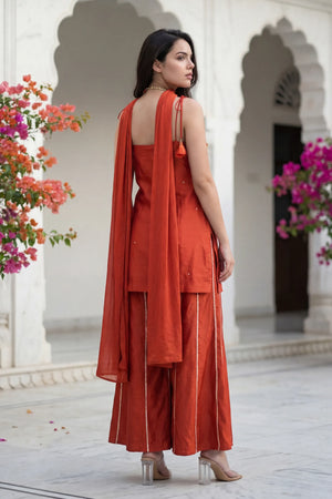 Amber Glow Russian Silk Suit Set
