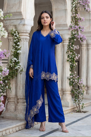 Royal Amethyst Russian Silk Suit Set