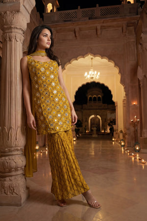 Sunlit Marigold Chinon Suit Set