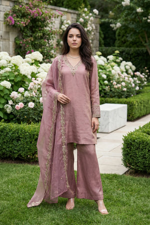 Rosé Aura Shimmer Suit Set