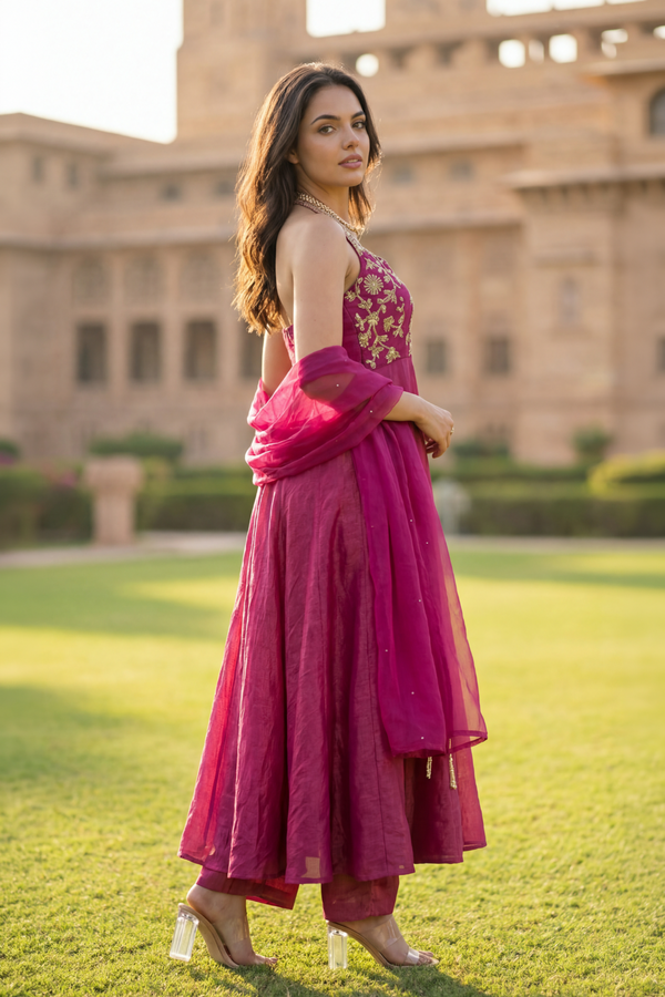 Vintage Blush Anarkali Set