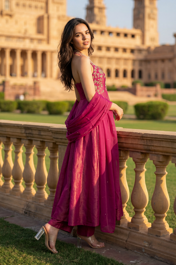 Vintage Blush Anarkali Set