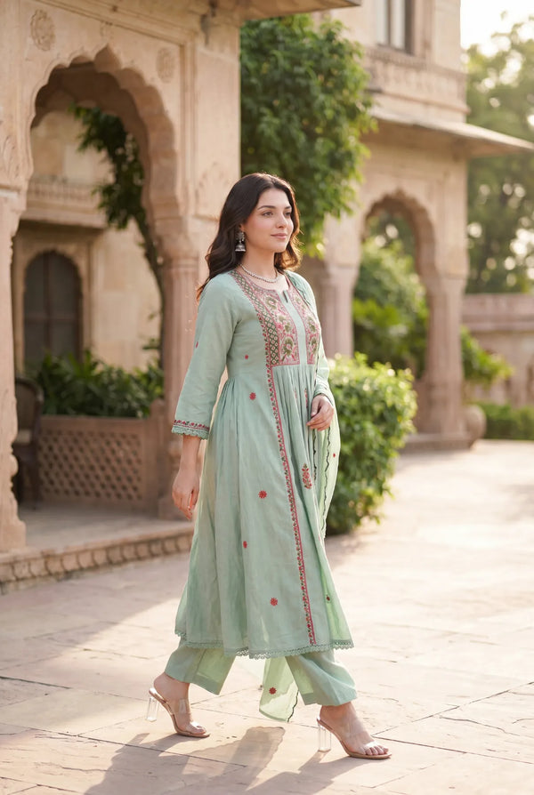 Mint Embroidered Suit Set