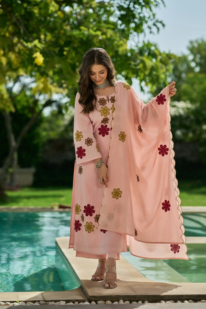 Rosé Bloom Embroidered Suit Set