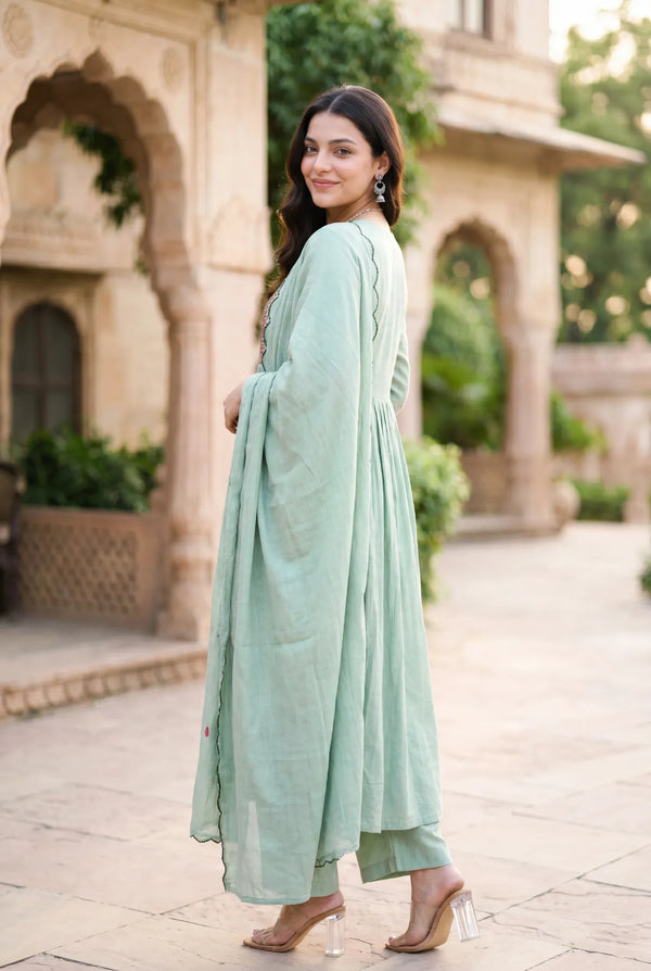 Mint Embroidered Suit Set