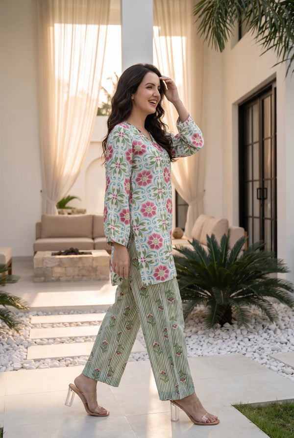 Mint Meadow Printed Co-Ord Set