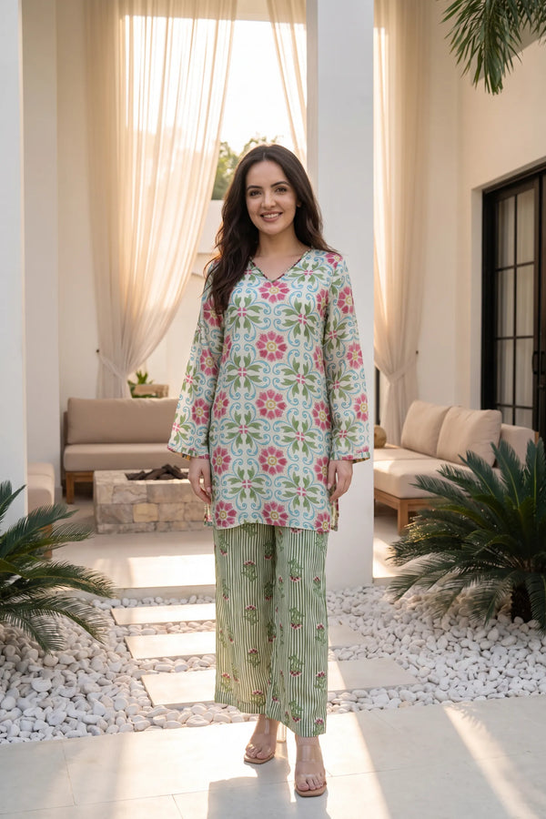 Mint Meadow Printed Co-Ord Set