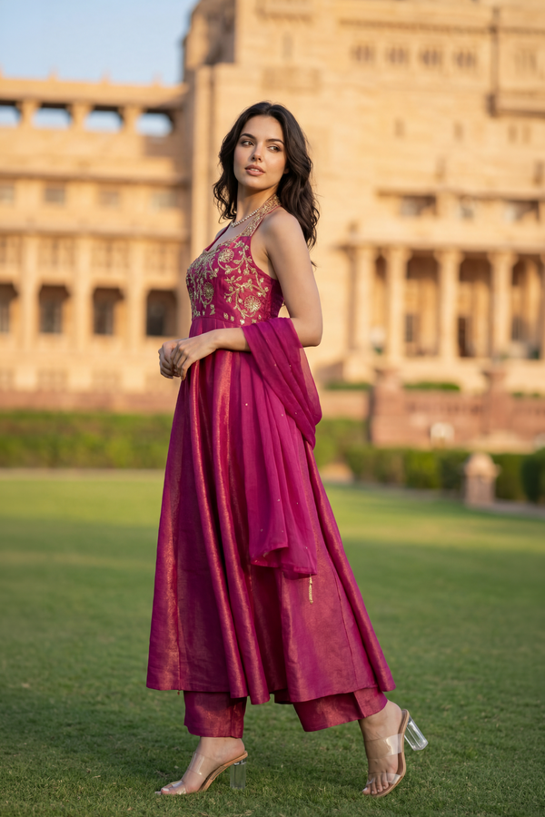 Vintage Blush Anarkali Set