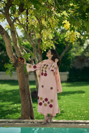 Rosé Bloom Embroidered Suit Set