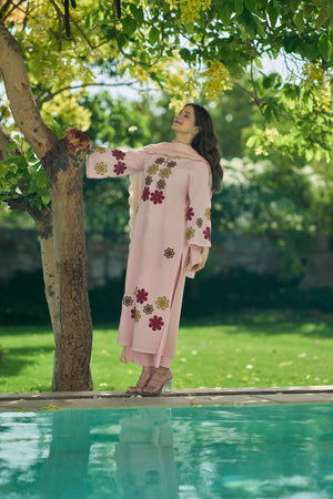 Rosé Bloom Embroidered Suit Set
