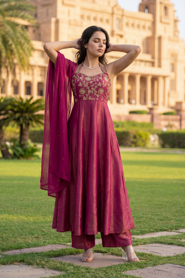 Vintage Blush Anarkali Set