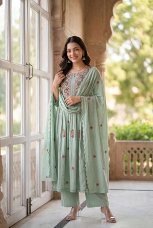 Mint Embroidered Suit Set