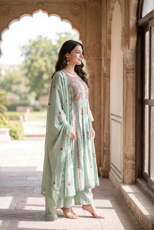 Mint Embroidered Suit Set