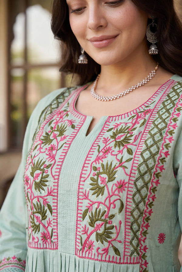 Mint Embroidered Suit Set