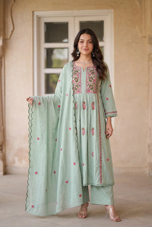 Mint Embroidered Suit Set