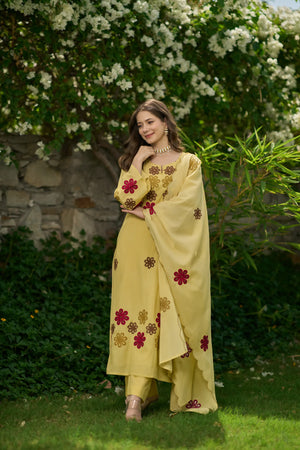 Sunflower Bloom Embroidered Suit Set
