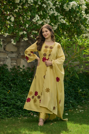 Sunflower Bloom Embroidered Suit Set