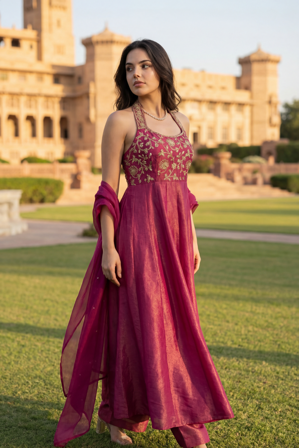 Vintage Blush Anarkali Set