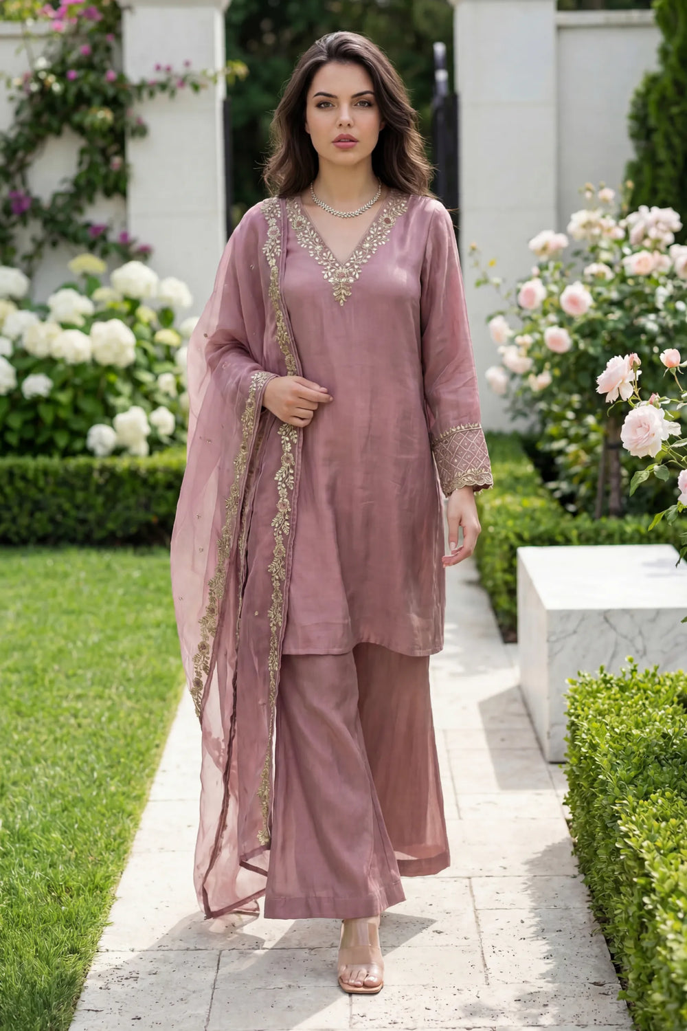 Rosé Aura Shimmer Suit Set