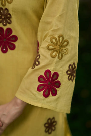 Sunflower Bloom Embroidered Suit Set