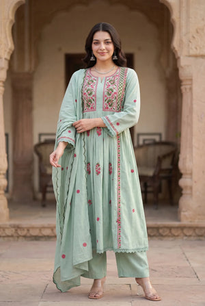 Mint Embroidered Suit Set
