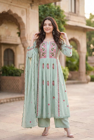 Mint Embroidered Suit Set