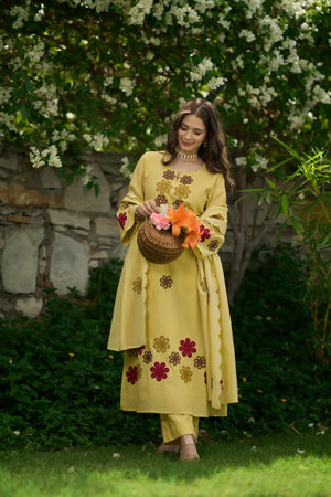 Sunflower Bloom Embroidered Suit Set