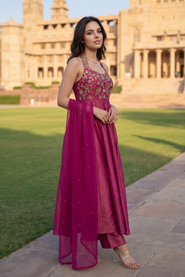 Vintage Blush Anarkali Set