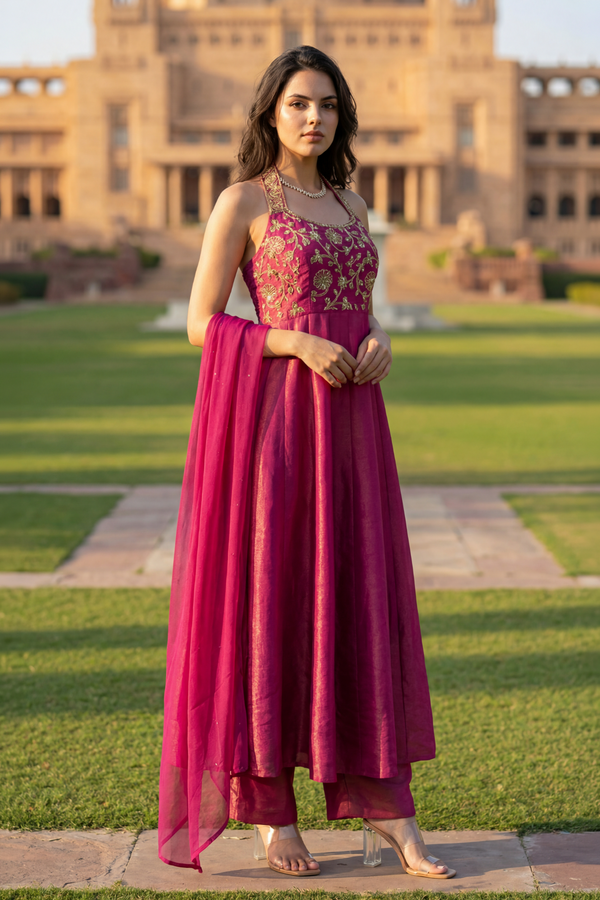 Vintage Blush Anarkali Set