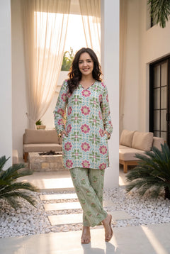 Mint Meadow Printed Co-Ord Set