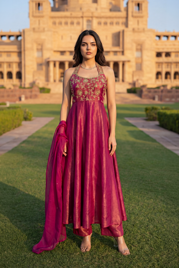 Vintage Blush Anarkali Set