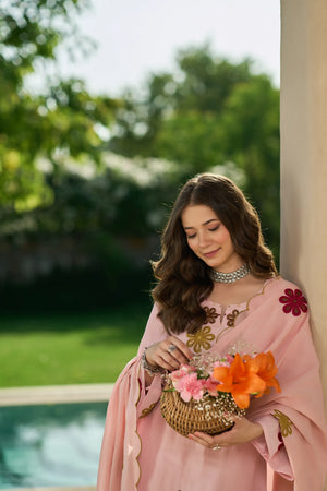 Rosé Bloom Embroidered Suit Set