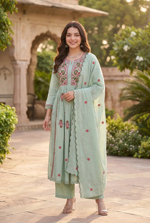Mint Embroidered Suit Set