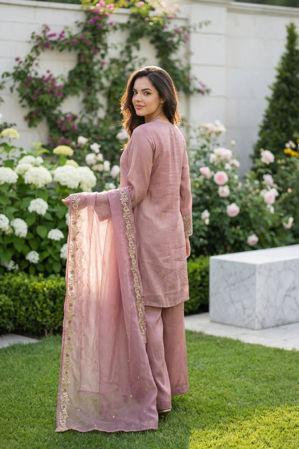 Rosé Aura Shimmer Suit Set