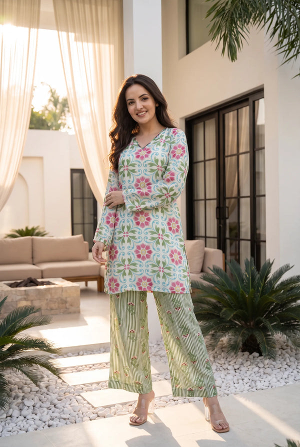 Mint Meadow Printed Co-Ord Set