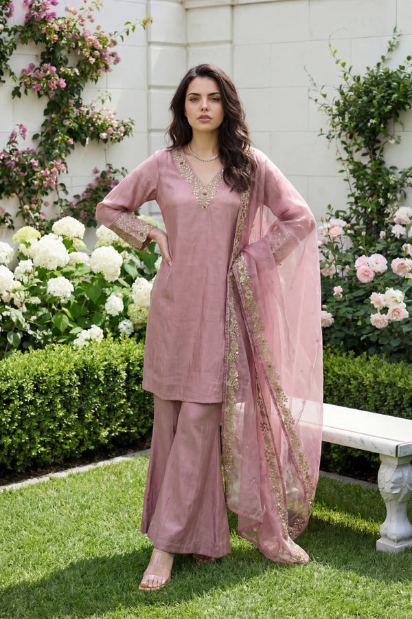 Rosé Aura Shimmer Suit Set