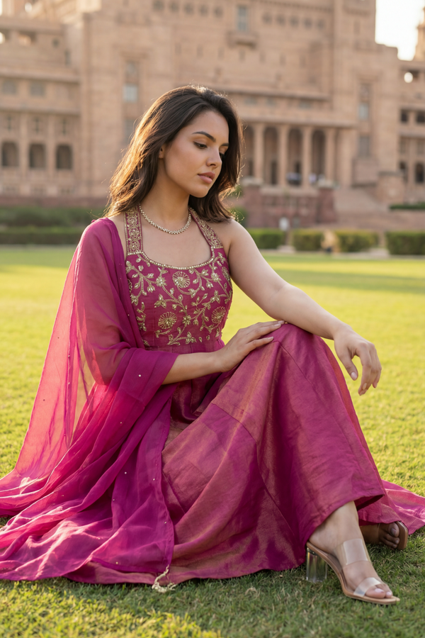 Vintage Blush Anarkali Set