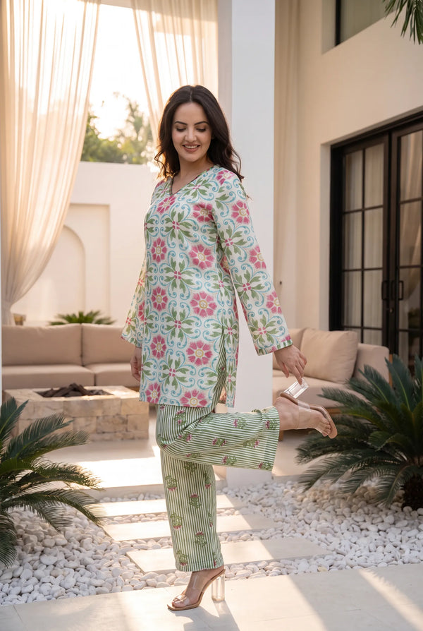 Mint Meadow Printed Co-Ord Set
