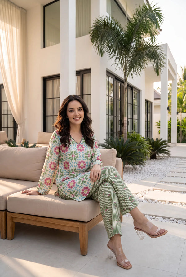 Mint Meadow Printed Co-Ord Set