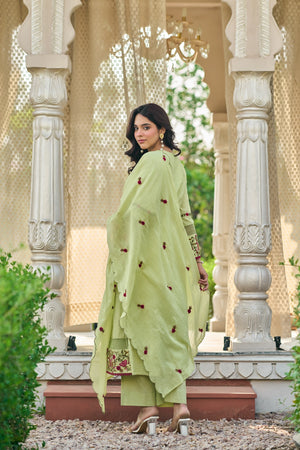 Mint Flora Embroidered Suit
