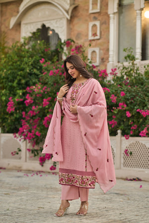 Blush Floral Embroidered Suit