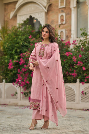 Blush Floral Embroidered Suit