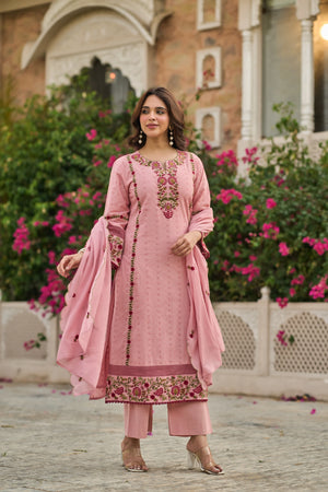 Blush Floral Embroidered Suit