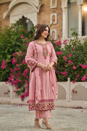 Blush Floral Embroidered Suit
