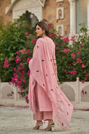 Blush Floral Embroidered Suit