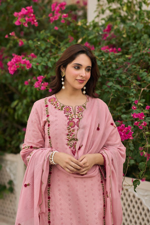 Blush Floral Embroidered Suit