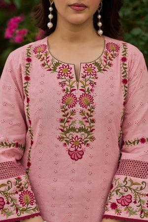 Blush Floral Embroidered Suit