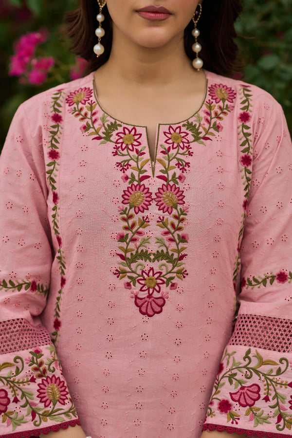 Blush Floral Embroidered Suit